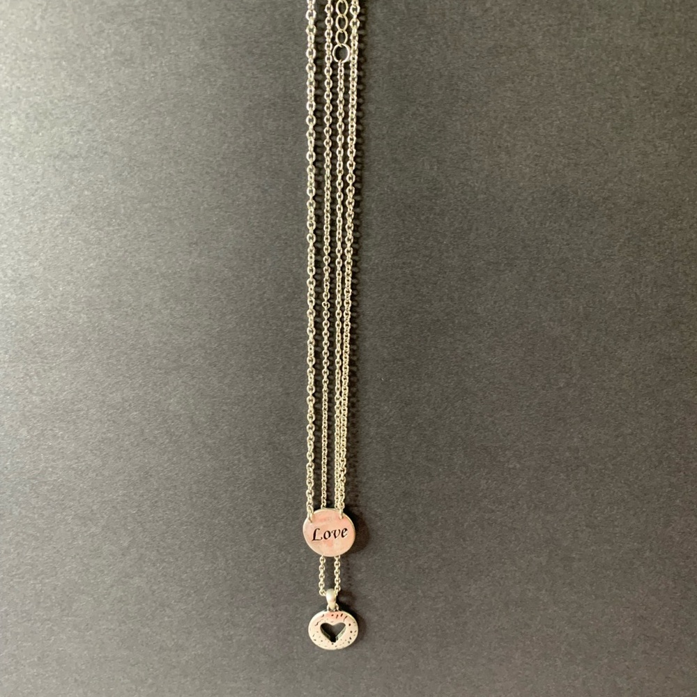 💜 Used Lia Sophia & Premier Necklaces Heart Silver Tone